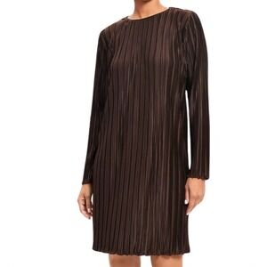 Loft Pleated Jersey Mini Dress In Iced Espresso Size M NWOT $79